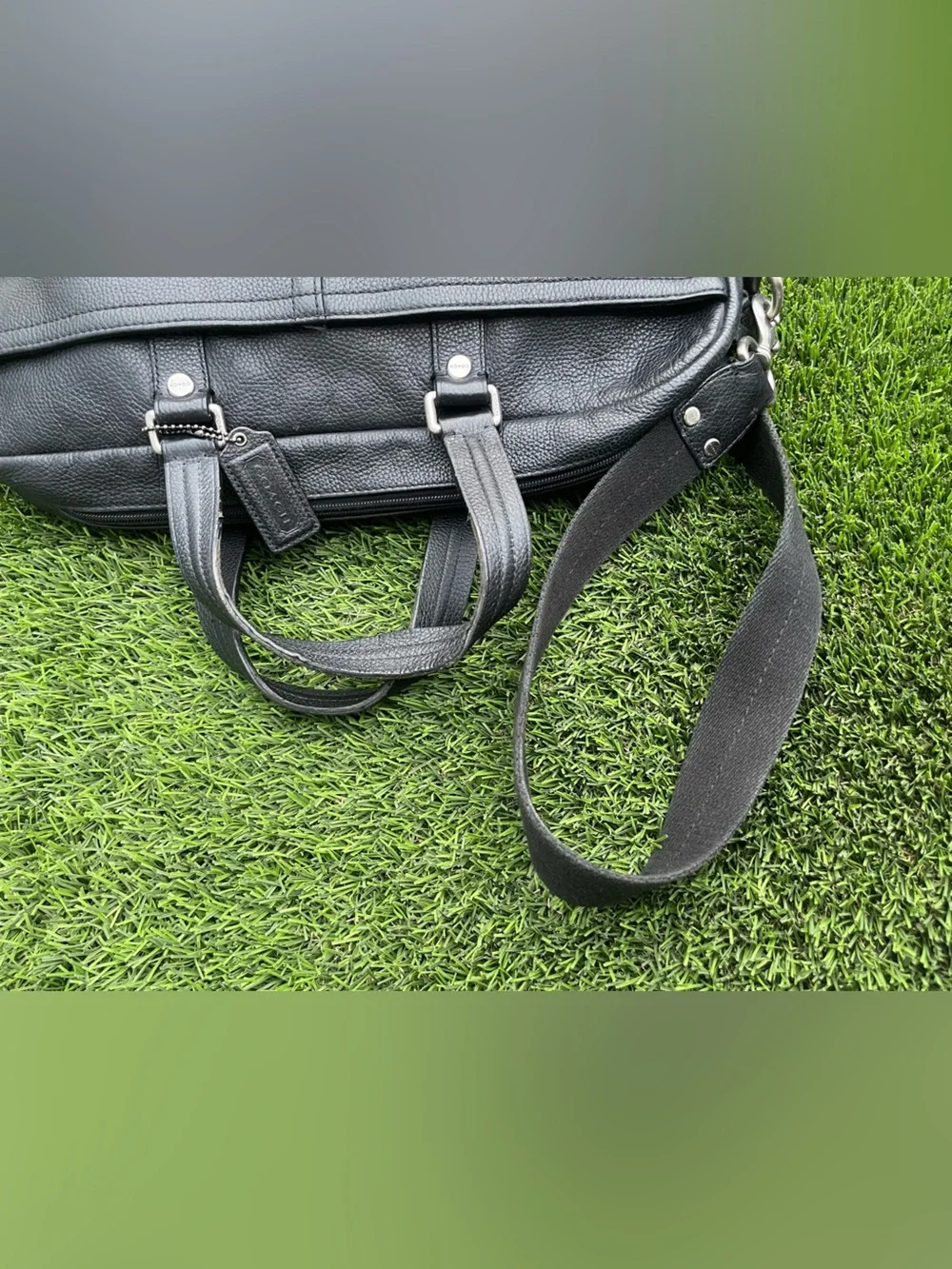💼 AUTHENTIC COACH Harrison Black Leather Commuter Briefcase Business Laptop Bag